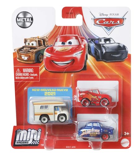 Mattel Disney Pixar Cars - Mini-Racers 3er-Pack Sortiment, kompakt, authentisch, Spielzeug ab 3 Jahren GKG01 von Disney Pixar