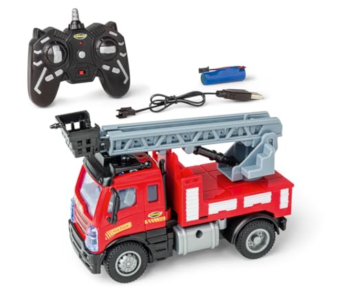 Carson 1:50 Nano City Feuerwehr 2.4GHz - Ferngesteuertes Auto, RC Fahrzeug, Fahrzeit 40 Min, Spielzeug für Kinder, Baufahrzeug, Remote Control Car von Carson