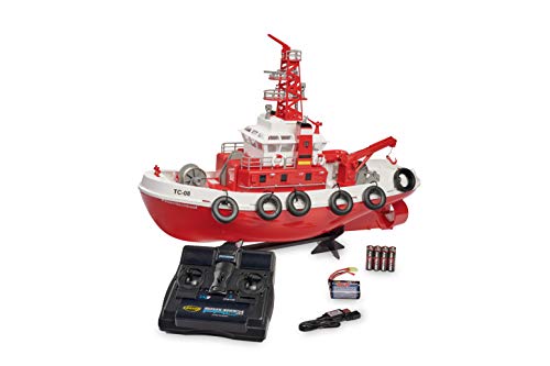 Carson – Feuerlöschboot TC-08 – ferngesteuertes Feuerwehrboot mit Spritze, RTR, 3-Kanal 2.4 Ghz Fernsteuerung, 20 Minuten Fahrzeit, inkl. Batterien, Rot von Carson