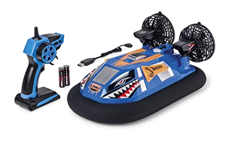 Carson 500108048 Hovershark 2.4G 100% RTR blau/orange - mit 2,4 GHz Fernbedienung, RC Boot, RC Hovershark, ferngesteuertes Spielzeug für Kinder, Luftkissenboot von Carson