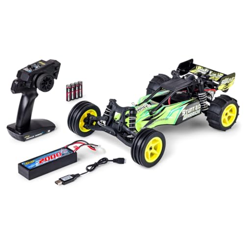 Carson 500404206-1:10 Stunt Warrior 2.0 2.4G 100% RTR - Ferngesteuertes Auto, RC Buggy, inkl. Batterien und Fernsteuerung, Offroad Buggy, grün von Carson