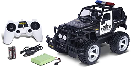 Carson 500404267 1:12 Jeep Wrangler Police 2.4G 100% RTR - Ferngesteuertes Auto, RC Fahrzeug, inkl. Batterien und Fernsteuerung,Ferngesteuertes Auto für Kinder, RC Auto von Carson