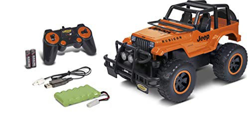 Carson 500404270 1:12 Jeep Wrangler 2.4G 100% RTR orange - Ferngesteuertes Auto, RC Fahrzeug, inkl. Batterien und Fernsteuerung,Ferngesteuertes Auto für Kinder, RC Auto von Carson