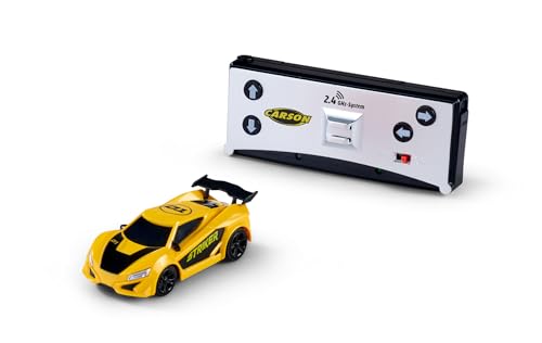 Carson 500404275 1:60 Nano Racer Striker 2.4GHz gelb - Ferngesteuertes Auto, RC Fahrzeug, RC Auto, Fahrzeit 20 min, Reichweite 30m, RC Auto für Kinder, RC Spielzeug für Kinder von Carson