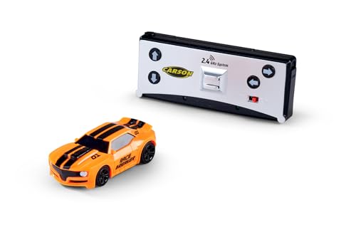 Carson 500404276 1:60 Nano Racer Striker 2.4GHz Orange, Ferngesteuertes Auto, RC Fahrzeug, Fahrzeit 20 Min, Reichweite 30m, Spielzeug für Kinder von Carson