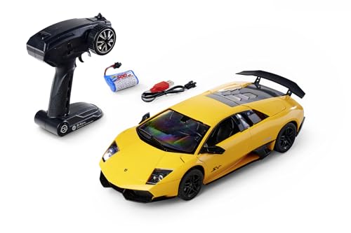 Carson 500404304 1:14 Lamborghini Murcielago SV 2.4G 100% RTR gelb - Ferngesteuertes Auto, LED-Beleuchtung, RC, RC Fahrzeug, RC Auto 1:14, Ferngesteuertes Spielzeug von Carson