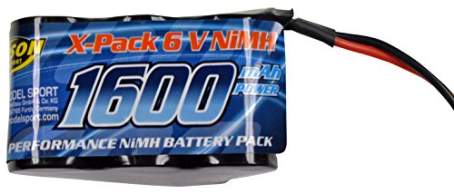 Carson 500608157 Empfang 6V/1600mAh NiMH Hump JR-Ersatzbatterie, Akku für ferngesteuerte Autos, Multicolour, 500608159, RC-Zubehör von Carson