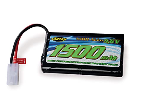 Carson 500608229-9,6V/1500mAh NiMH Power Akku TAM, wiederaufladbar, mit Tamiya Stecker, Akkupack für RC Auto, Ersatzzakku ferngesteuertes Fahrzeug, hochwertig, Modellbau, Mehrfarbig von Carson