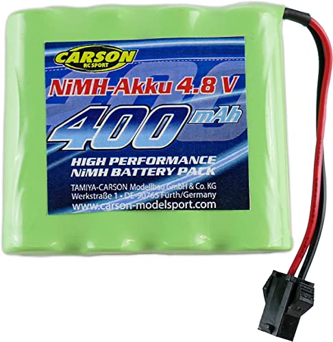 Carson 500608240 4,8V/400mAh NiMH Akku RC-BAU JST - RC Akku, Ersatzakku, Akku für ferngesteuerte Autos, RC Auto, Akku für RC Modelle, RC Batterie, Farblos von Carson