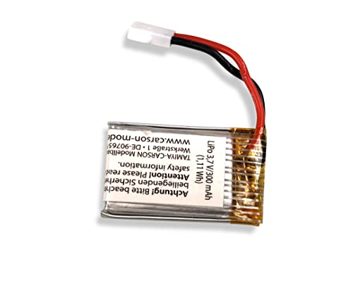 Carson 500608245 3,7V/300mAh LiPO Ersatzakku für RC Quadcopter, Zubehör, RC Akku, Ersatzakku, RC Zuebhör, Akku für RC Helikopter von Carson