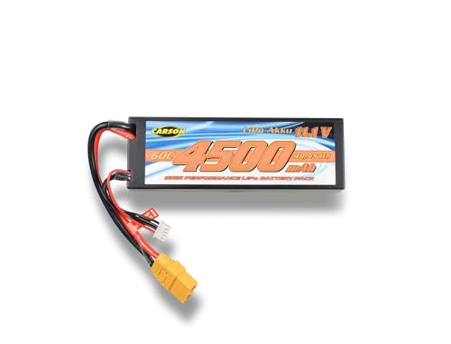 Carson 500608283 11,1V/4500mAh 60C LiPo Akku XT90 - wiederaufladbar, Akku für RC Auto, Ersatzakku ferngesteuertes Fahrzeug, Modellbau von Carson