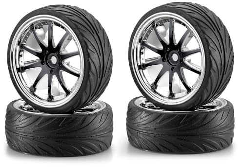 Carson 500900080 - 1:10 Big Wheel-Set 02, 10 Speichen, Modellbauzubehör, 4 Stück, schwarz/chrom Carson 500900080 - 1:10 Big Wheel-Set 02, 10 Speichen, Modellbauzubehör, 4 Stück, schwarz/chrom von Carson