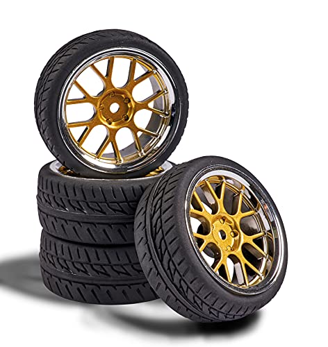 Carson 500900163 1:10 Räderset Y-Design2 (4) Gold/Chrome - Modellbauzubehör, Ersatzteil, Tuning, Reifen, Reifenset von Carson