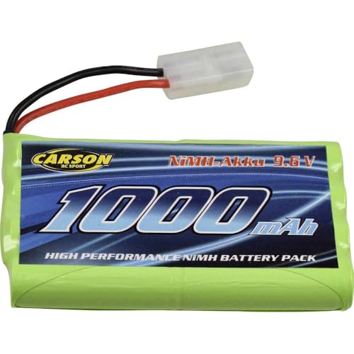 Carson NIMH 9,6V 1000MAH Tamiya Stecker, Ersatzakku für RC Fahrzeuge, Zubehör, 500608215, n.a von Carson