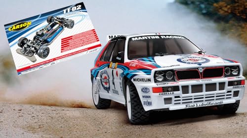 Tamiya 58570 1:10 RC Lancia Delta HF TT-02 mit Tuning Set TT-02 - ferngesteuertes Auto, RC Fahrzeug, Modellbau, Bausatz zum Zusammenbauen, Hobby, Basteln von Carson