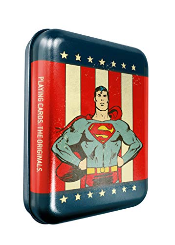 Cartamundi DC Comics Superman Spielkarten in geprägter Retro-Dose, Metall von Cartamundi