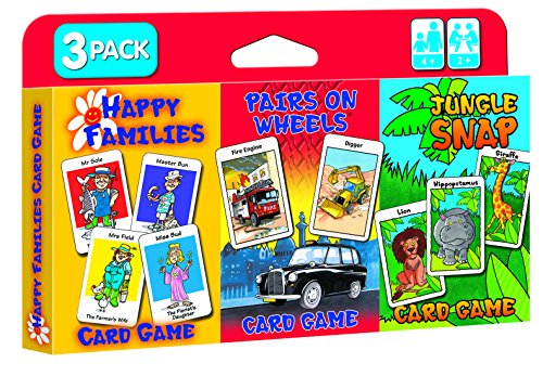 Cartamundi 3 x Kinder-Kartenspiele – Jungle Snap, Paare auf Rädern und glückliche Familien, großer Spaß für Kinder ab 4 Jahren von Cartamundi