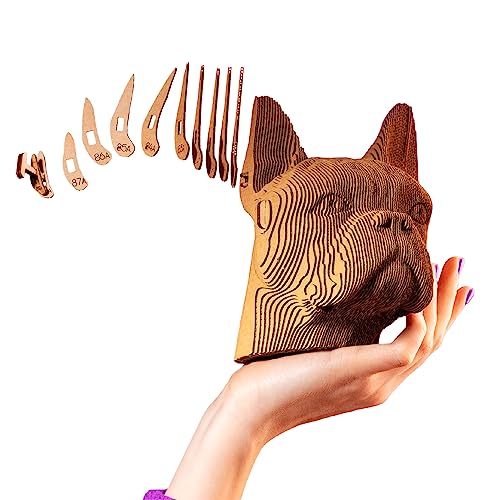CARTONIC 3D-Puzzle-Set – Bulldogge – 3D-Puzzle aus Karton – Der Karton verwandelt Sich in eine Figur in Relief – für alle Altersgruppen – 131 Stück Karton-3D-Puzzle von Cartonic