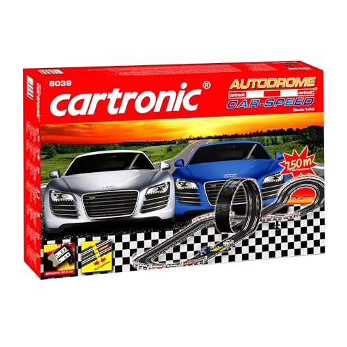 Cartronic Car-Speed Autodrome I Spielfertiges Rennbahn Set mit 7,50m Rennstrecke + 2X Audi R8 I Autorennbahn für Kinder ab 6 Jahren von Cartronic