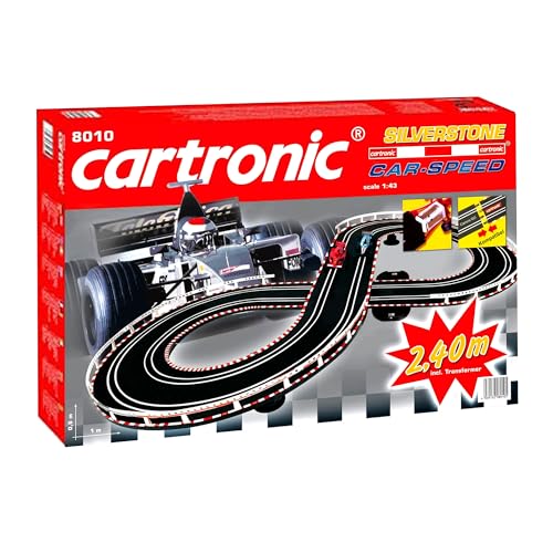 Cartronic Car-Speed Silverstone I Spielfertiges Rennbahn Set mit 2,40m Rennstrecke + 2 Fahrzeuge Typ F1 I Autorennbahn für Kinder ab 6 Jahren von Cartronic
