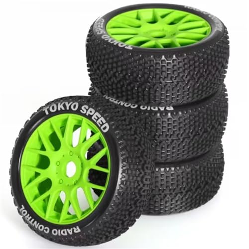 4 Stück/Set RC Buggy Reifen Rad 110 x 45 mm RC Ersatzteile für 1/8 Maßstab Kyosho MP10 Tekno FS Mugen X8R RC Buggy RC Auto, Grün 4 Stück/Set RC Buggy Reifen Rad 110 x 45 mm RC Ersatzteile für 1/8 Maßstab Kyosho MP10 Tekno FS Mugen X8R RC Buggy RC Auto, Grün von Caruner