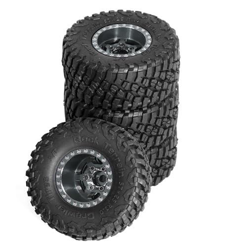 4 Stück 2,5 cm Aluminium-Felge Crawler Reifen Räder ø57 x 25 mm RC Ersatzteile für AXIAL SCX24 TRAXXAS TRX-4M TRX4M 1/24 1/18 RC Crawler Kletterauto, Typ A-Titanium von Caruner