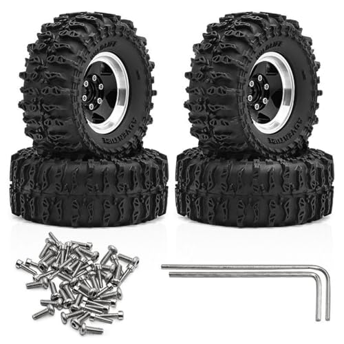 4 Stück 3,3 cm Aluminium-Felgennabe, Reifenrad, 64 x 26 mm, RC, verbesserte Teile für SCX24, AX24, TRX4M 1/18 1/24 Crawler RC Kletterauto (schwarz) von Caruner