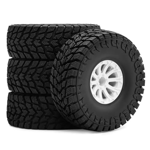 4 Stück 4,8 cm RC Auto Gummi Reifen Rad 119 x 42 mm RC Ersatzteile für 1/10 RC Crawler RC Car (Typ A-Weiß) von Caruner