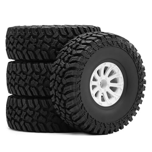 4 Stück 4,8 cm RC Auto Gummi Reifen Rad 119 x 42 mm RC Ersatzteile für 1/10 RC Crawler RC Car (Typ B-Weiß) von Caruner