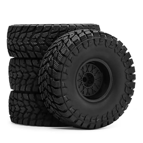 4 Stück 4,8 cm RC Auto Gummi Reifen Rad 119 x 42 mm RC Ersatzteile für 1/10 SCX10 FMS TRX-4 Yikong RC Crawler RC Car (Typ A-Schwarz) von Caruner
