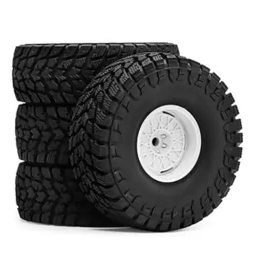 4 Stück 4,8 cm RC Auto Gummi Reifen Rad 119 x 42 mm RC Ersatzteile für 1/10 SCX10 FMS TRX-4 Yikong RC Crawler RC Car (Typ A-Weiß) von Caruner