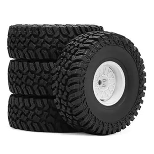 4 Stück 4,8 cm RC Auto Gummi Reifen Rad 119 x 42 mm RC Ersatzteile für 1/10 SCX10 FMS TRX-4 Yikong RC Crawler RC Car (Typ B-Weiß) von Caruner
