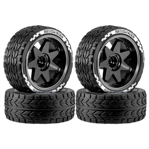 4 Stück Aluminium-Felge, 65 x 26 mm, Sechskant-Nabe, 12 mm, RC, verbesserte Teile für 1/10 Tamiya XV02 TT01 HSP 94123 Drift RC Rennwagen (schwarz) von Caruner
