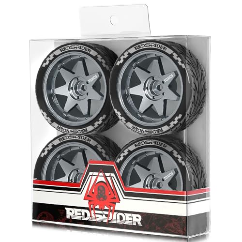 4 Stück Aluminium-Felge, 65 x 26 mm, Sechskant-Nabe, 12 mm, RC-Ersatzteile für 1/10 Tamiya XV02 TT01 HSP 94123 Drift RC Rennwagen (Titan) von Caruner