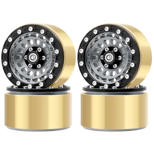 4 Stück Messing + Aluminium 4,8 cm Beadlock-Radfelge Reifennabe Sechskantnabe 12 mm RC verbesserte Teile für 1/10 RC Crawler SCX10 TRX4 90046 RC Kletterauto (Titan) von Caruner