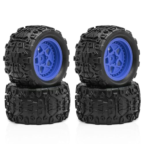 4 Stück RC Auto Gummi Reifen Rad RC Ersatzteile für 1/18 ARRMA Typhon Granit GROM RC Auto (blau) von Caruner
