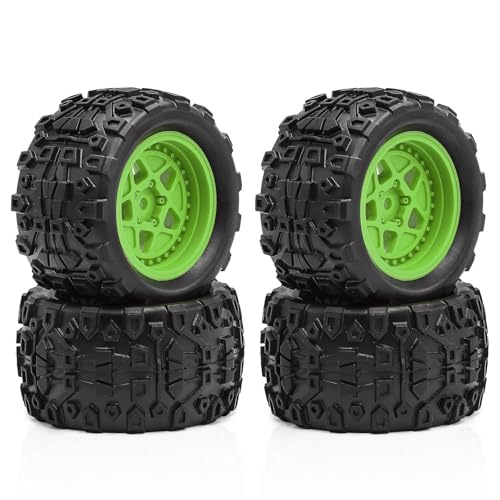 4 Stück RC Auto Gummi Reifen Rad RC Ersatzteile für 1/18 ARRMA Typhon Granit GROM RC Auto (grün) von Caruner