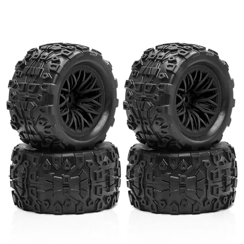 4 Stück RC Auto Gummi Reifen Rad RC Ersatzteile für 1/18 ARRMA Typhon Granit GROM RC Auto (schwarz) von Caruner