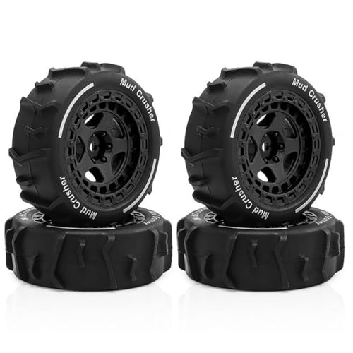4 Stück RC Auto Gummi Sand Reifen Rad 72 x 26 mm RC Ersatzteile für ARRMA 1/14 Typhon GROM RC Auto (schwarz) von Caruner