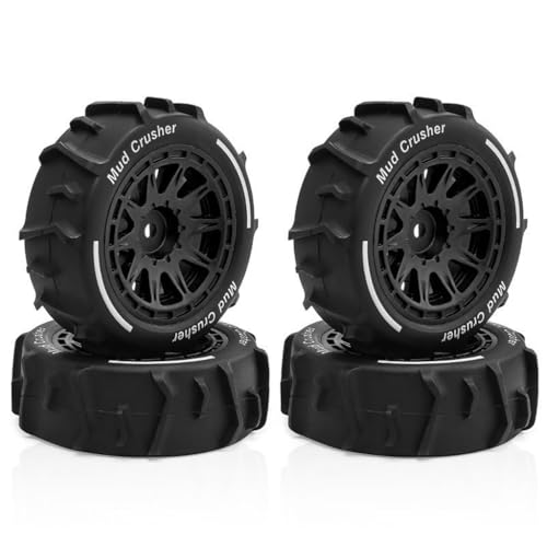 4 Stück RC Auto Gummi Sand Reifen Reifen 72 x 26 mm RC Ersatzteile für ARRMA 1/14 Typhon GROM RC Auto (schwarz) von Caruner