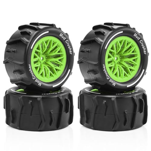 4 Stück RC Auto Gummi Sand Schnee Reifen Rad 73 x 37 mm RC Ersatzteile für ARRMA 1/18 Granit GROM RC Auto (Grün) von Caruner