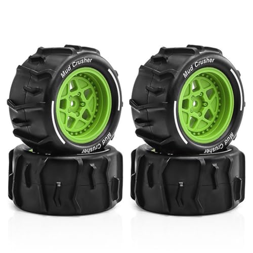4 Stück RC Auto Gummi Sand Schnee Reifen Rad 73 x 37 mm RC Ersatzteile für ARRMA 1/18 Granit GROM RC Auto (Grün) von Caruner