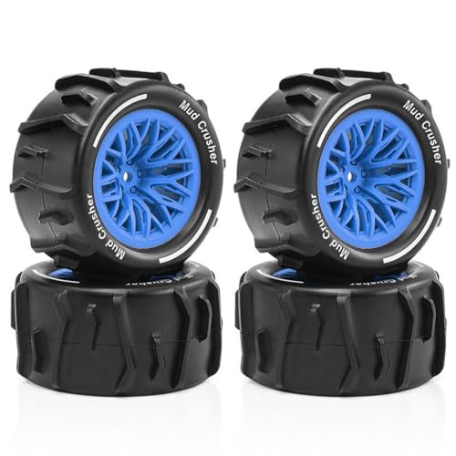 4 Stück RC Auto Gummi Sand Schnee Reifen Rad 73 x 37 mm RC Ersatzteile für ARRMA 1/18 Granit GROM RC Auto (blau) von Caruner
