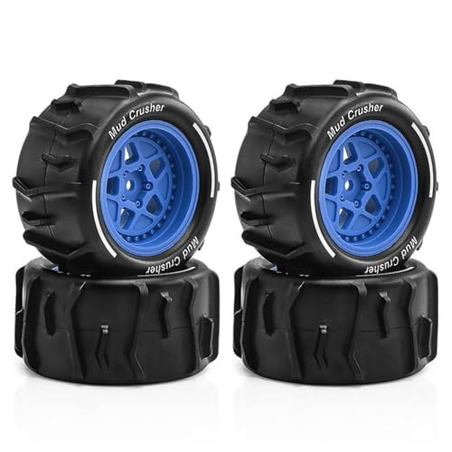 4 Stück RC Auto Gummi Sand Schnee Reifen Rad 73 x 37 mm RC Ersatzteile für ARRMA 1/18 Granit GROM RC Auto (blau) von Caruner