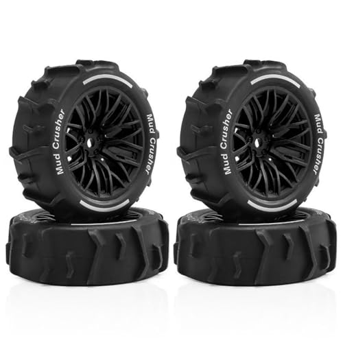 4 Stück RC Auto Gummi Sand Schnee Reifen Rad Reifen 72 x 26 mm RC Ersatzteile für ARRMA 1/14 Typhon GROM RC Auto (schwarz) von Caruner