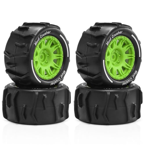 4 Stück RC Auto Gummi Sand Schnee Reifen Rad Reifen 73 x 37 mm RC Ersatzteile für ARRMA 1/18 Granit GROM RC Auto (Grün) von Caruner