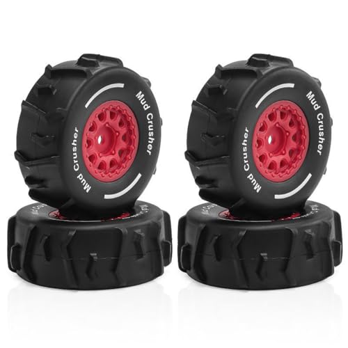 4 Stück RC Auto Gummireifen Rad Reifen 72 x 26 mm RC Ersatzteile für ARRMA 1/16 Mojave GROM RC Auto (rot) von Caruner