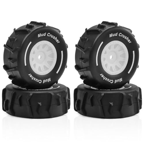 4 Stück RC Auto Gummireifen Rad Reifen 72 x 26 mm RC Ersatzteile für ARRMA 1/16 Mojave GROM RC Auto (weiß) von Caruner
