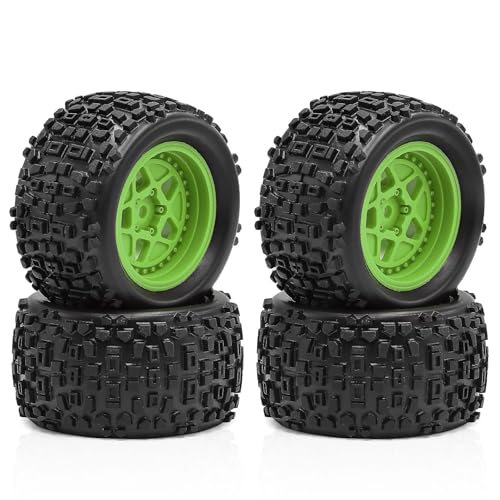 4 Stück RC Auto Gummireifen Rad Reifen RC Ersatzteile für 1/18 ARRMA Typhon Granit GROM RC Auto (grün) von Caruner