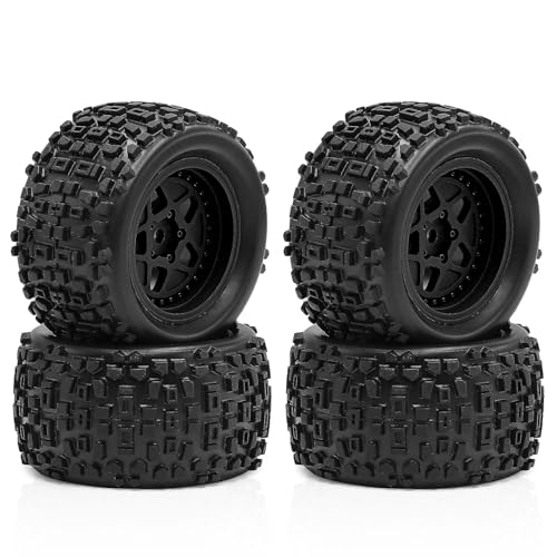 4 Stück RC Auto Gummireifen Rad Reifen RC Ersatzteile für 1/18 ARRMA Typhon Granit GROM RC Auto (schwarz) von Caruner